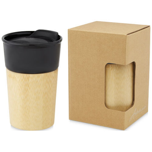 Tasse personnalisée porcelaine et bambou 320 ml Pereira Noir brillant